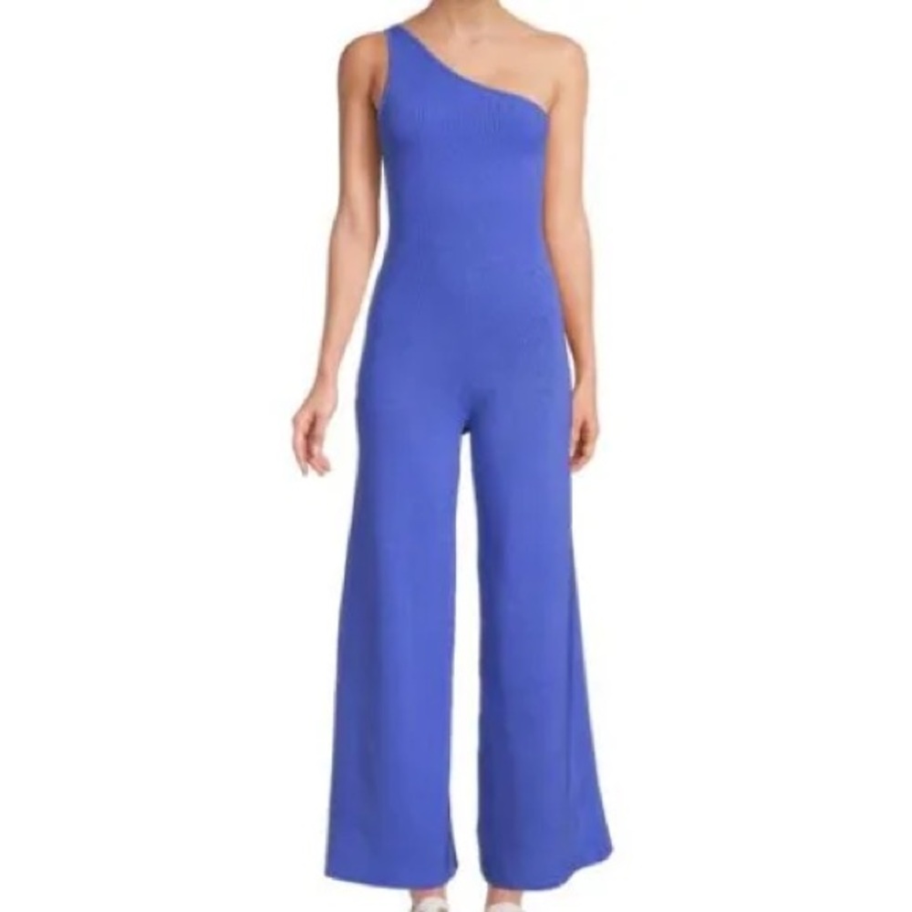Free People Asymmetrical Blue Jumpsuit